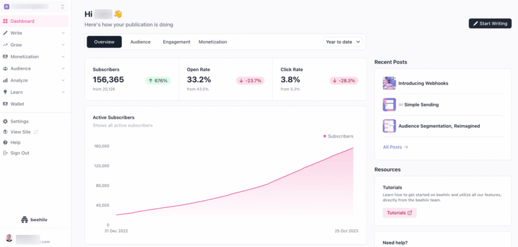 content engagement analytics beehiiv