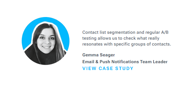 Gemma Seager, Email & Push Notifications Team Leader, discusses contact list segmentation and A/B testing.