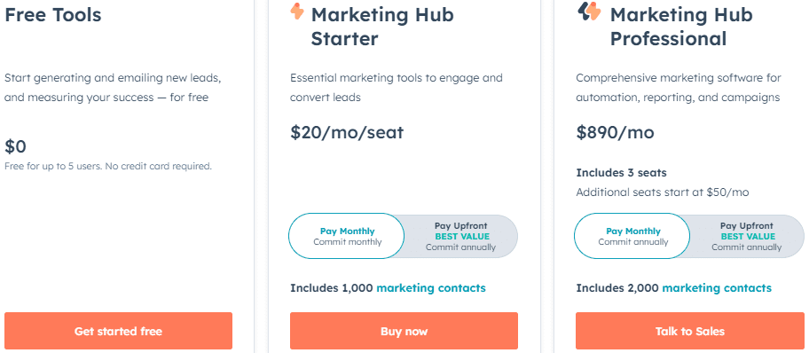 hubspot pricing