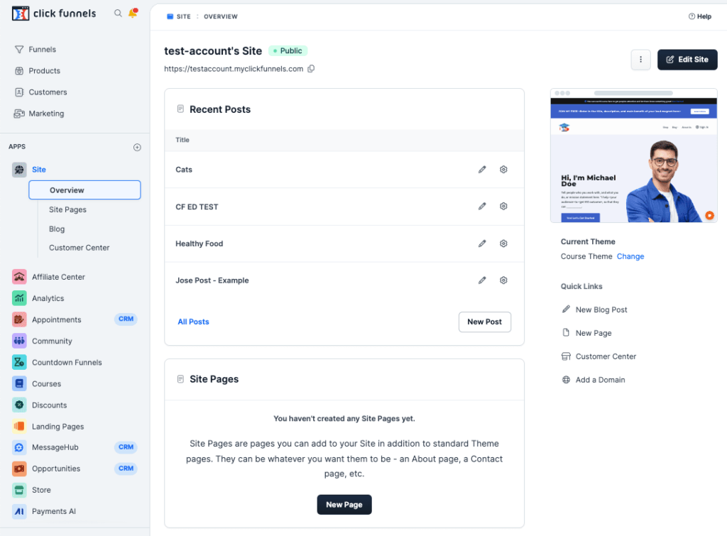 clickfunnels dashboard